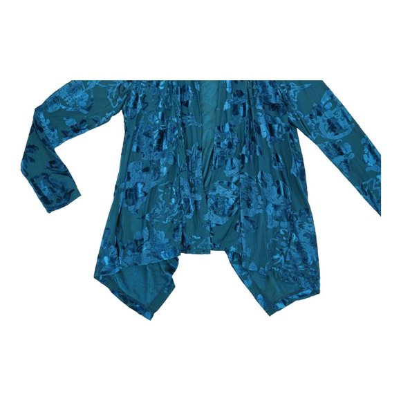 VT Lux Women's Long Sleeve Shirt Small Floral Open Front Sheer‎ Wrap Drape - Picture 2 of 9